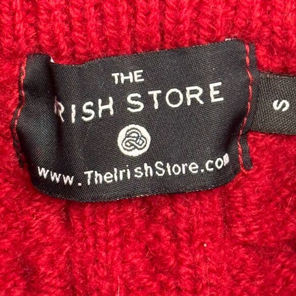 The Irish Store Fisherman Sweater Boys Small Red Zip Cardigan 100% Merino Wool - Picture 6 of 7